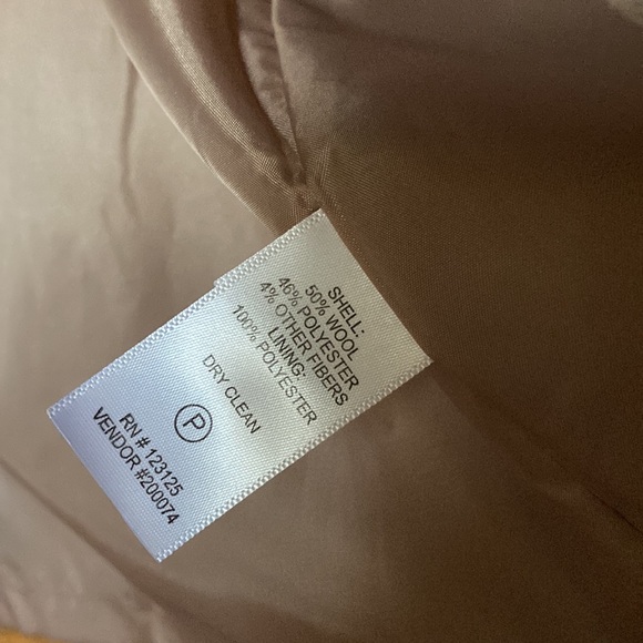 Vintage Wool Blend Long Tan Camel Coat Button Down Trench Oversized Jacket - Picture 8 of 14